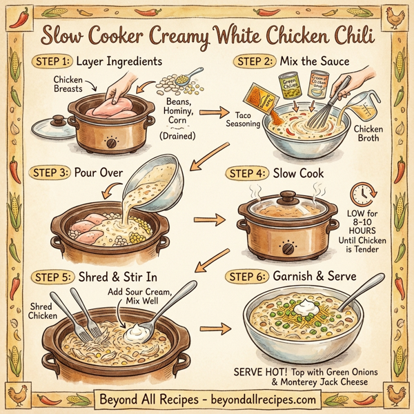 Slow Cooker Creamy White Chicken Chili instructions