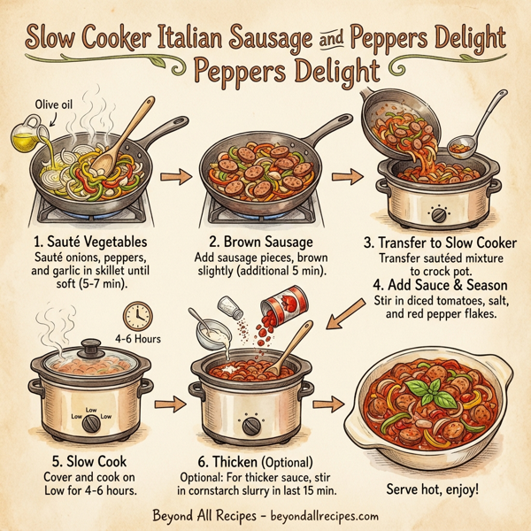 Slow Cooker Italian Sausage and Peppers Delight instructions