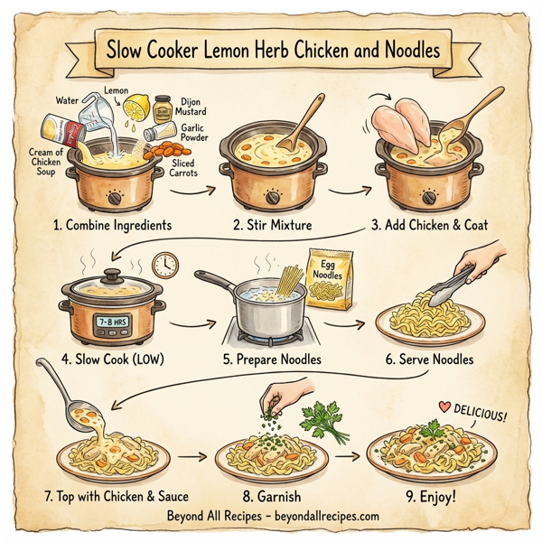 Slow Cooker Lemon Herb Chicken and Noodles instructions