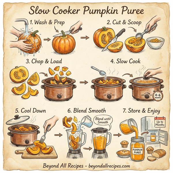 Slow Cooker Pumpkin Puree instructions