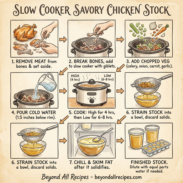 Slow Cooker Savory Chicken Stock instructions