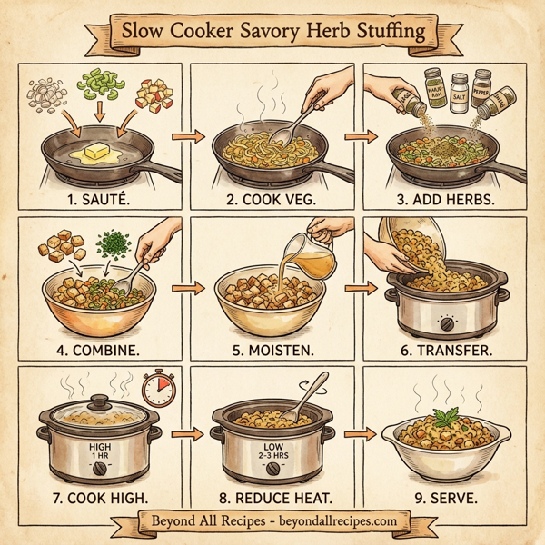 Slow Cooker Savory Herb Stuffing instructions