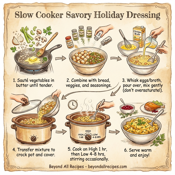 Slow Cooker Savory Holiday Dressing instructions
