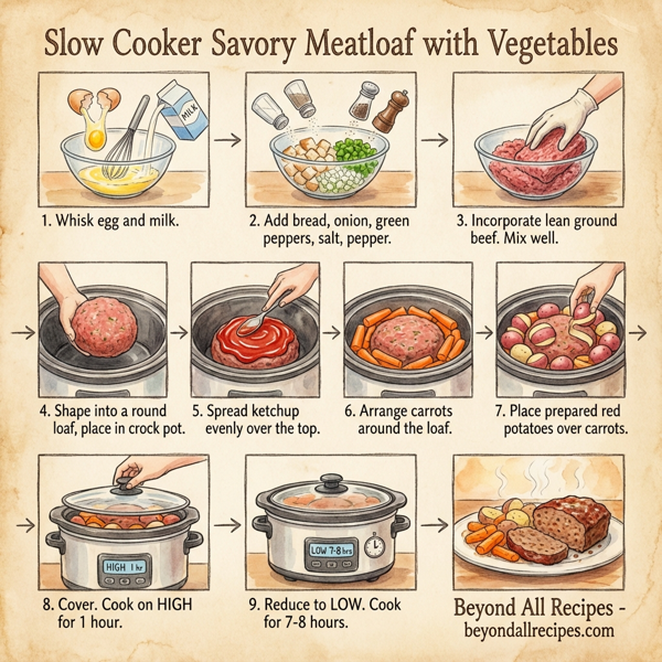 Slow Cooker Savory Meatloaf with Vegetables instructions