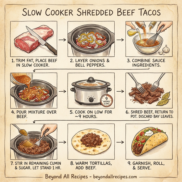 Slow Cooker Shredded Beef Tacos instructions