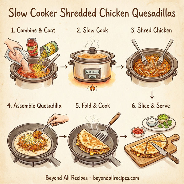 Slow Cooker Shredded Chicken Quesadillas instructions