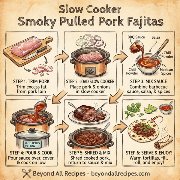 Slow Cooker Smoky Pulled Pork Fajitas instructions