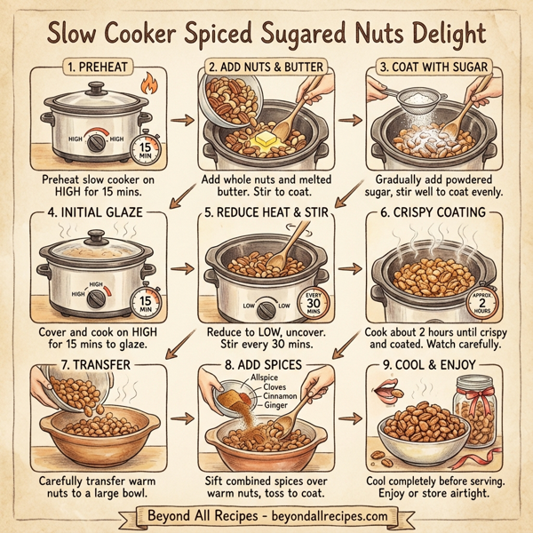 Slow Cooker Spiced Sugared Nuts Delight instructions