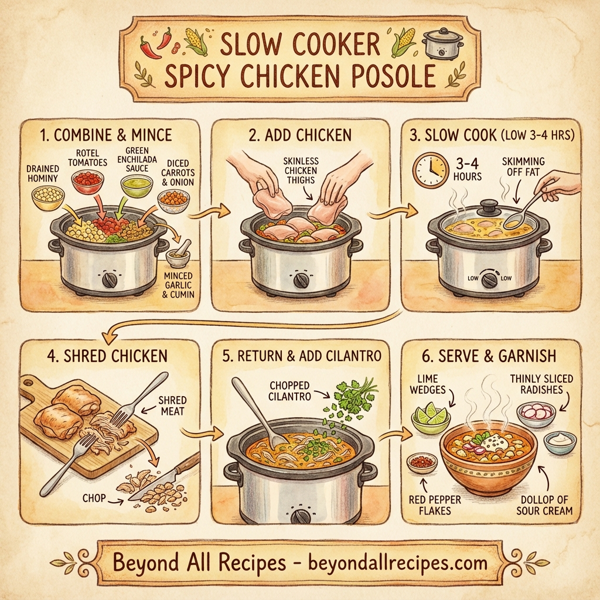 Slow Cooker Spicy Chicken Posole instructions