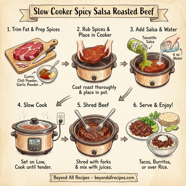 Slow Cooker Spicy Salsa Roasted Beef instructions
