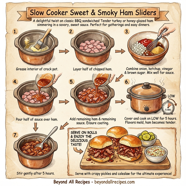 Slow Cooker Sweet & Smoky Ham Sliders instructions