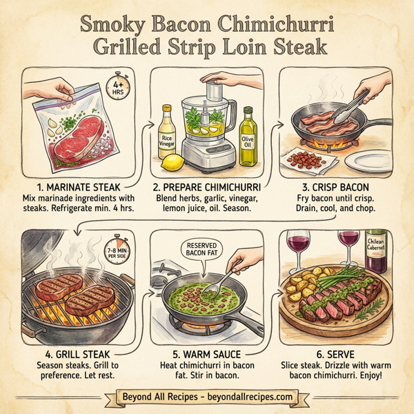 Smoky Bacon Chimichurri Grilled Strip Loin Steak instructions