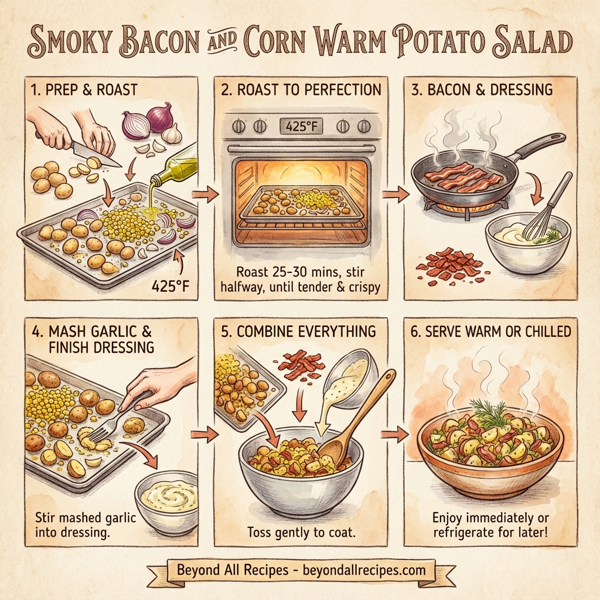 Smoky Bacon and Corn Warm Potato Salad instructions