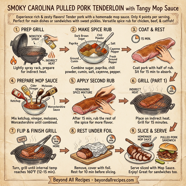 Smoky Carolina Pulled Pork Tenderloin with Tangy Mop Sauce instructions