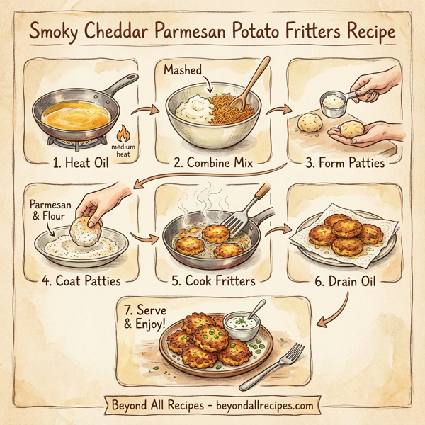 Smoky Cheddar Parmesan Potato Fritters instructions