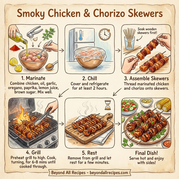 Smoky Chicken & Chorizo Skewers instructions