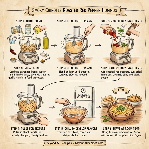 Smoky Chipotle Roasted Red Pepper Hummus instructions