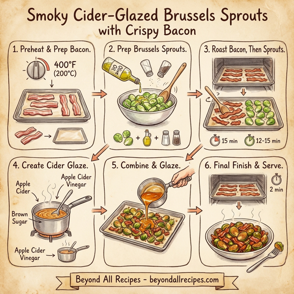 Smoky Cider-Glazed Brussels Sprouts with Crispy Bacon instructions