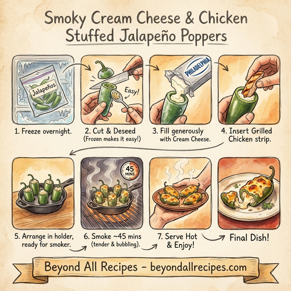 Smoky Cream Cheese & Chicken Stuffed Jalapeño Poppers instructions