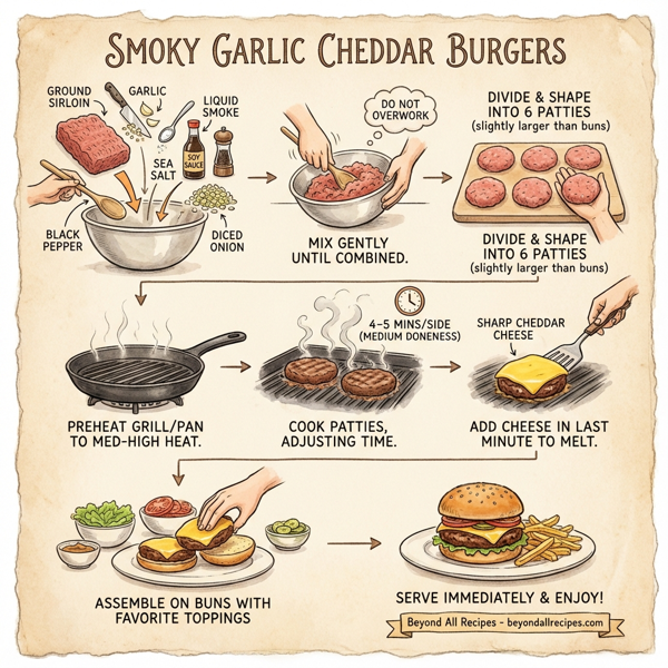 Smoky Garlic Cheddar Burgers instructions