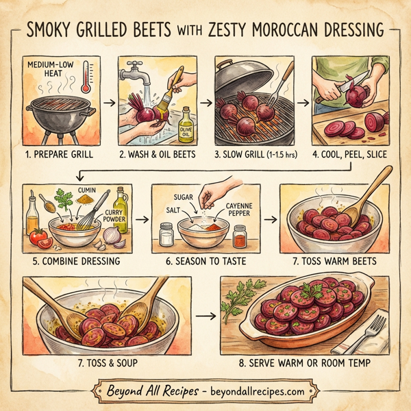 Smoky Grilled Beets with Zesty Moroccan Dressing instructions