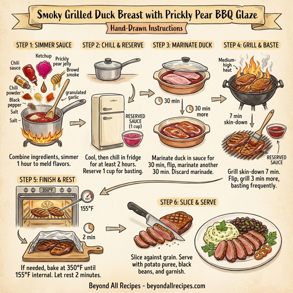 Smoky Grilled Duck Breast with Prickly Pear BBQ Glaze instructions