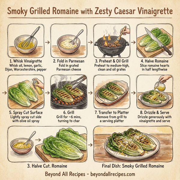 Smoky Grilled Romaine with Zesty Caesar Vinaigrette instructions