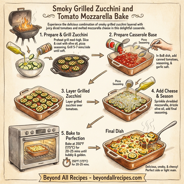Smoky Grilled Zucchini and Tomato Mozzarella Bake instructions