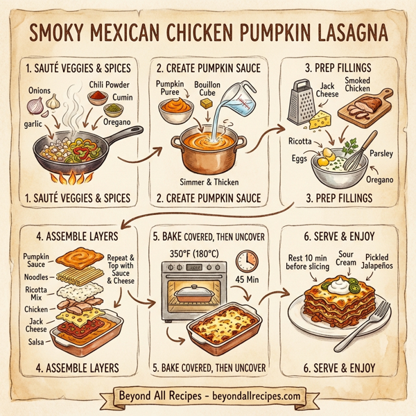 Smoky Mexican Chicken Pumpkin Lasagna instructions
