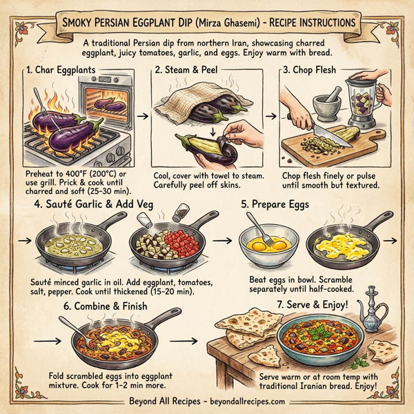 Smoky Persian Eggplant Dip with Garlic and Tomato instructions