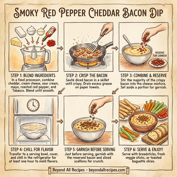 Smoky Red Pepper Cheddar Bacon Dip instructions