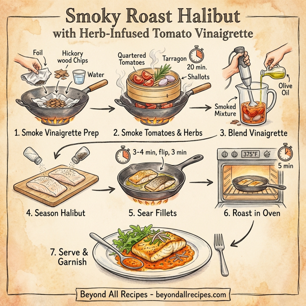 Smoky Roast Halibut with Herb-Infused Tomato Vinaigrette instructions