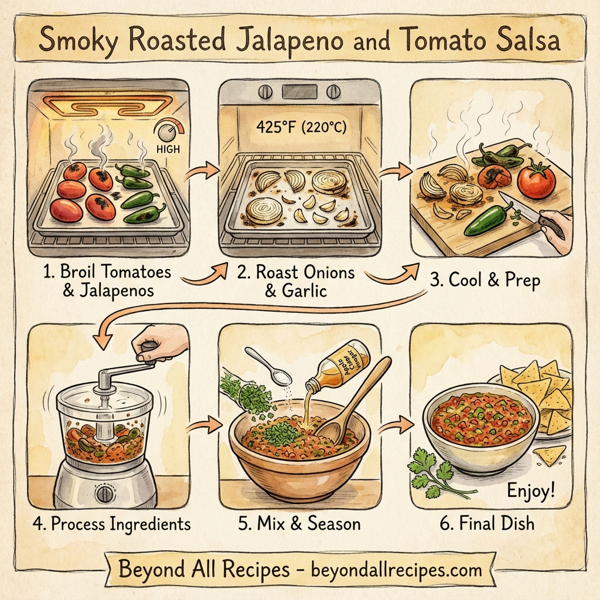 Smoky Roasted Jalapeno and Tomato Salsa instructions