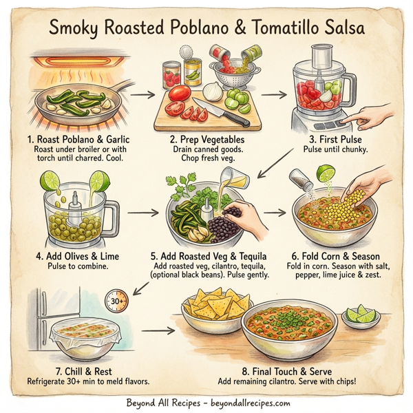 Smoky Roasted Poblano and Tomatillo Salsa instructions