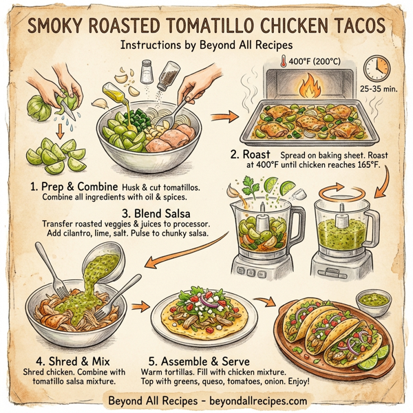 Smoky Roasted Tomatillo Chicken Tacos instructions