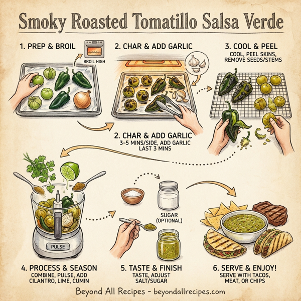 Smoky Roasted Tomatillo Salsa Verde instructions