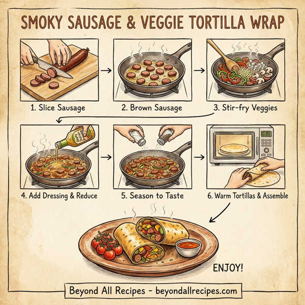 Smoky Sausage and Veggie Tortilla Wrap instructions