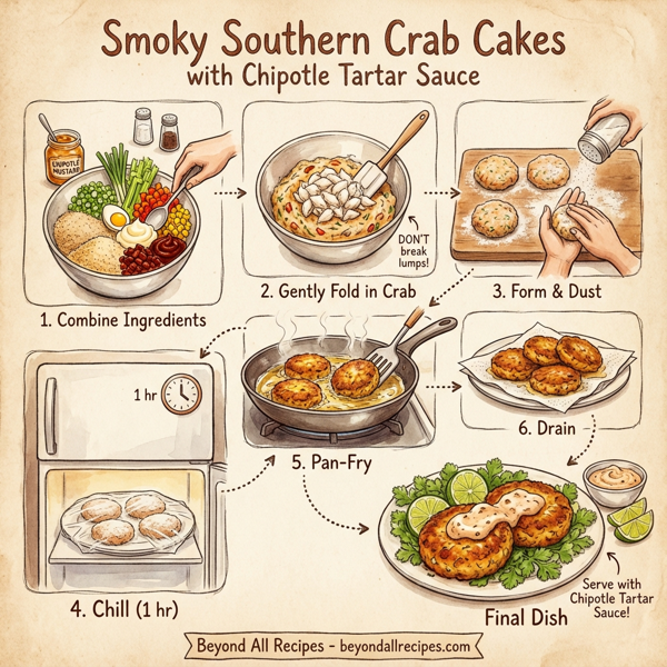 Smoky Southern Crab Cakes with Chipotle Tartar Sauce instructions