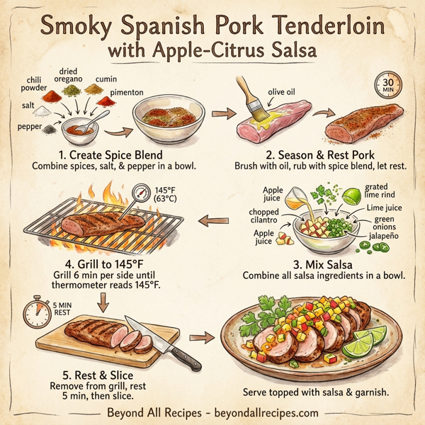 Smoky Spanish Pork Tenderloin with Apple-Citrus Salsa instructions