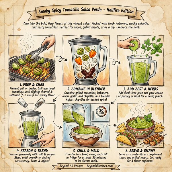Smoky Spicy Tomatillo Salsa Verde - Hellfire Edition instructions