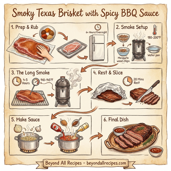 Smoky Texas Brisket with Spicy BBQ Sauce instructions