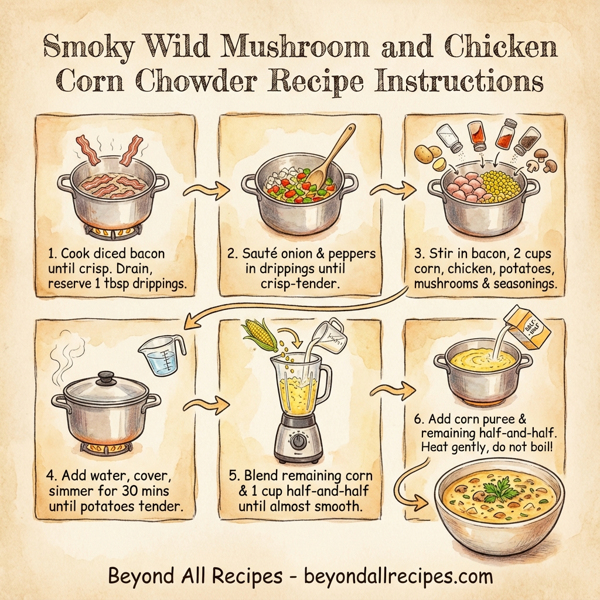 Smoky Wild Mushroom and Chicken Corn Chowder instructions
