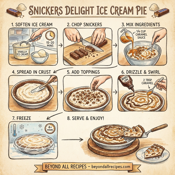 Snickers Delight Ice Cream Pie instructions