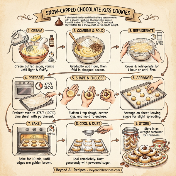 Snow-Capped Chocolate Kiss Cookies instructions