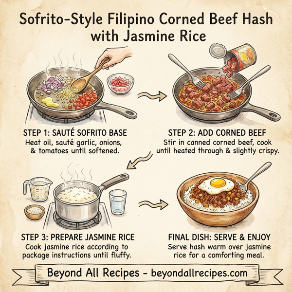 Sofrito-Style Filipino Corned Beef Hash with Jasmine Rice instructions