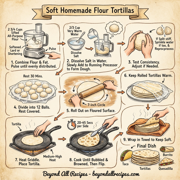 Soft Homemade Flour Tortillas instructions