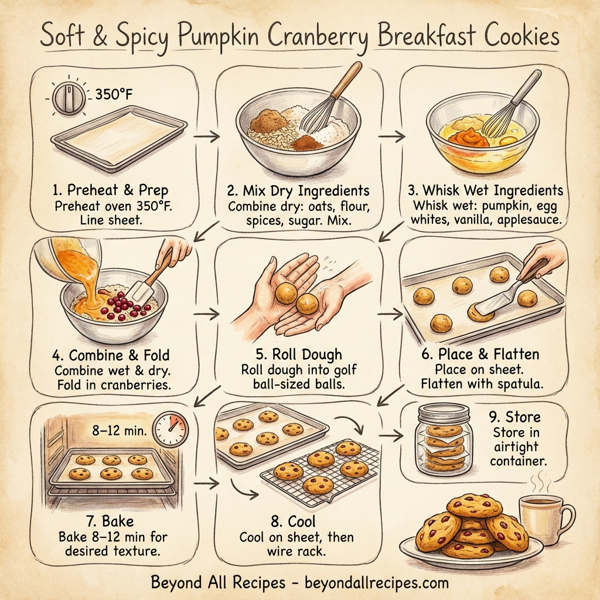 Soft & Spicy Pumpkin Cranberry Breakfast Cookies instructions