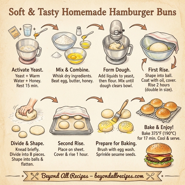 Soft & Tasty Homemade Hamburger Buns instructions