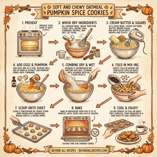 Soft and Chewy Oatmeal Pumpkin Spice Cookies instructions