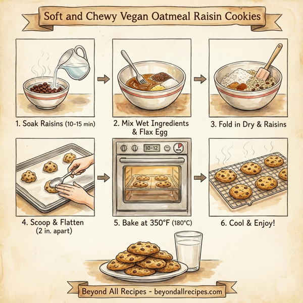 Soft and Chewy Vegan Oatmeal Raisin Cookies instructions
